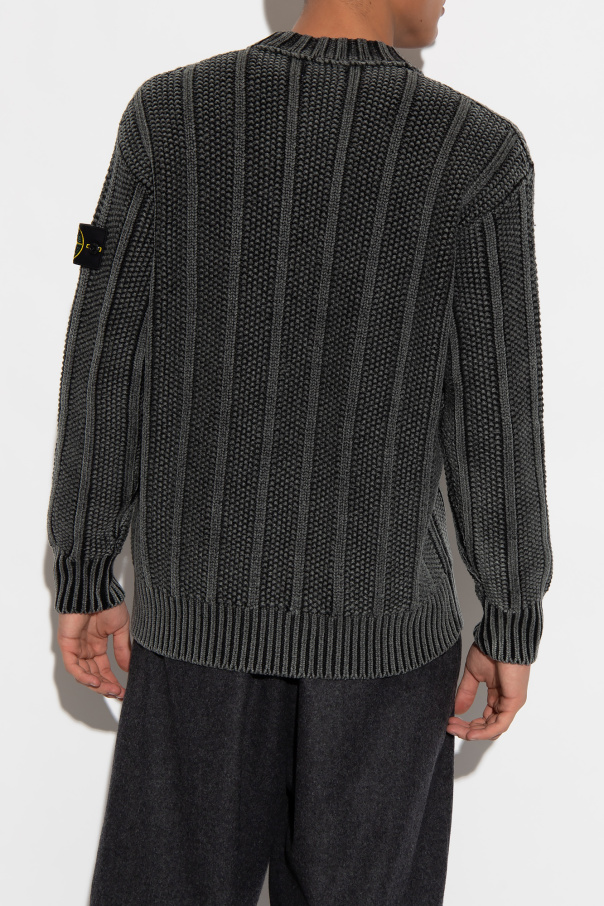 【関税&送料込】Stone  Sweaters Grey Stone Island // Grey Wool Knit Logo Sleeve Sweater – VSP
